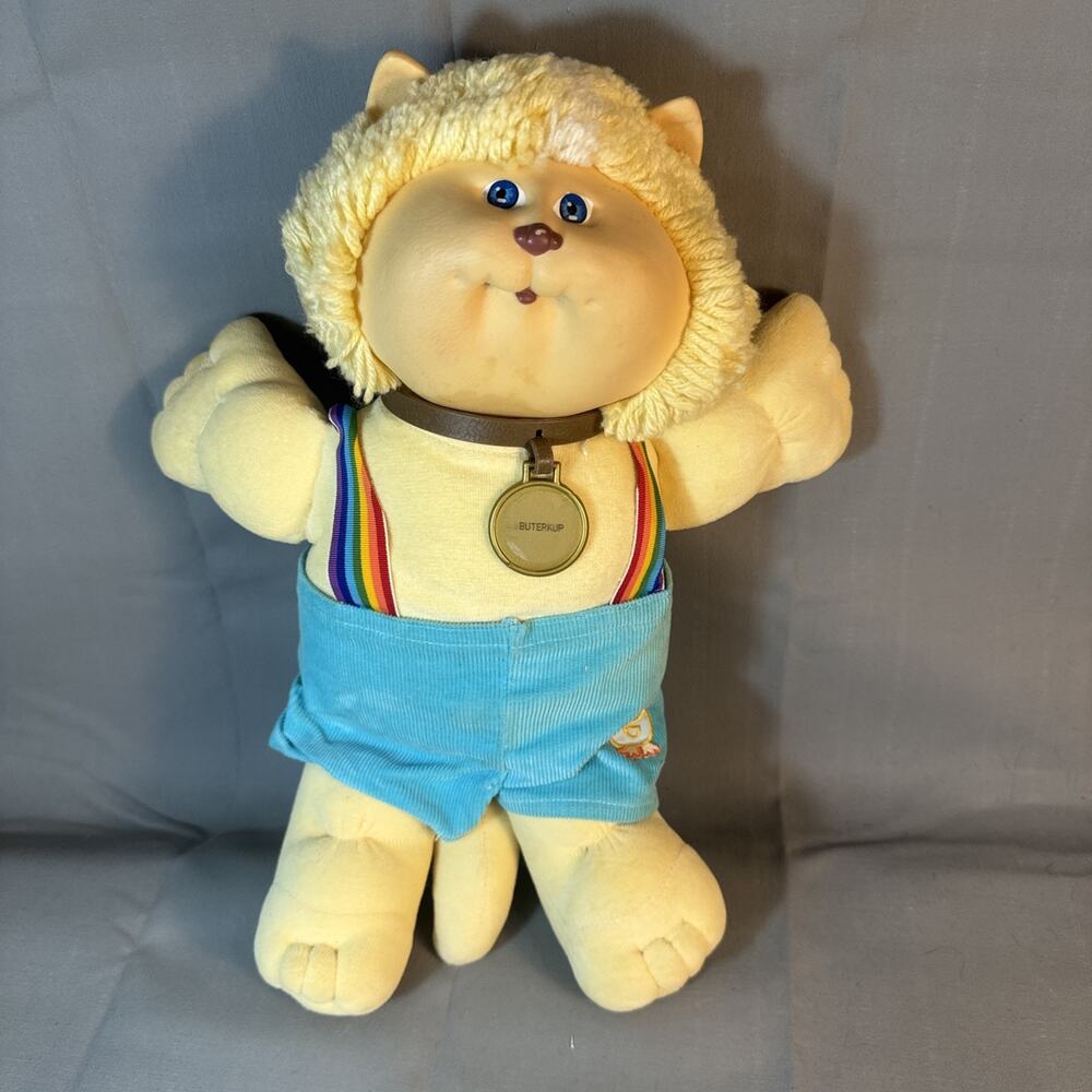 VINTAGE 1983 CABBAGE PATCH KIDS KOOSAS DOG STUFFED ANIMAL Rainbow Overalls